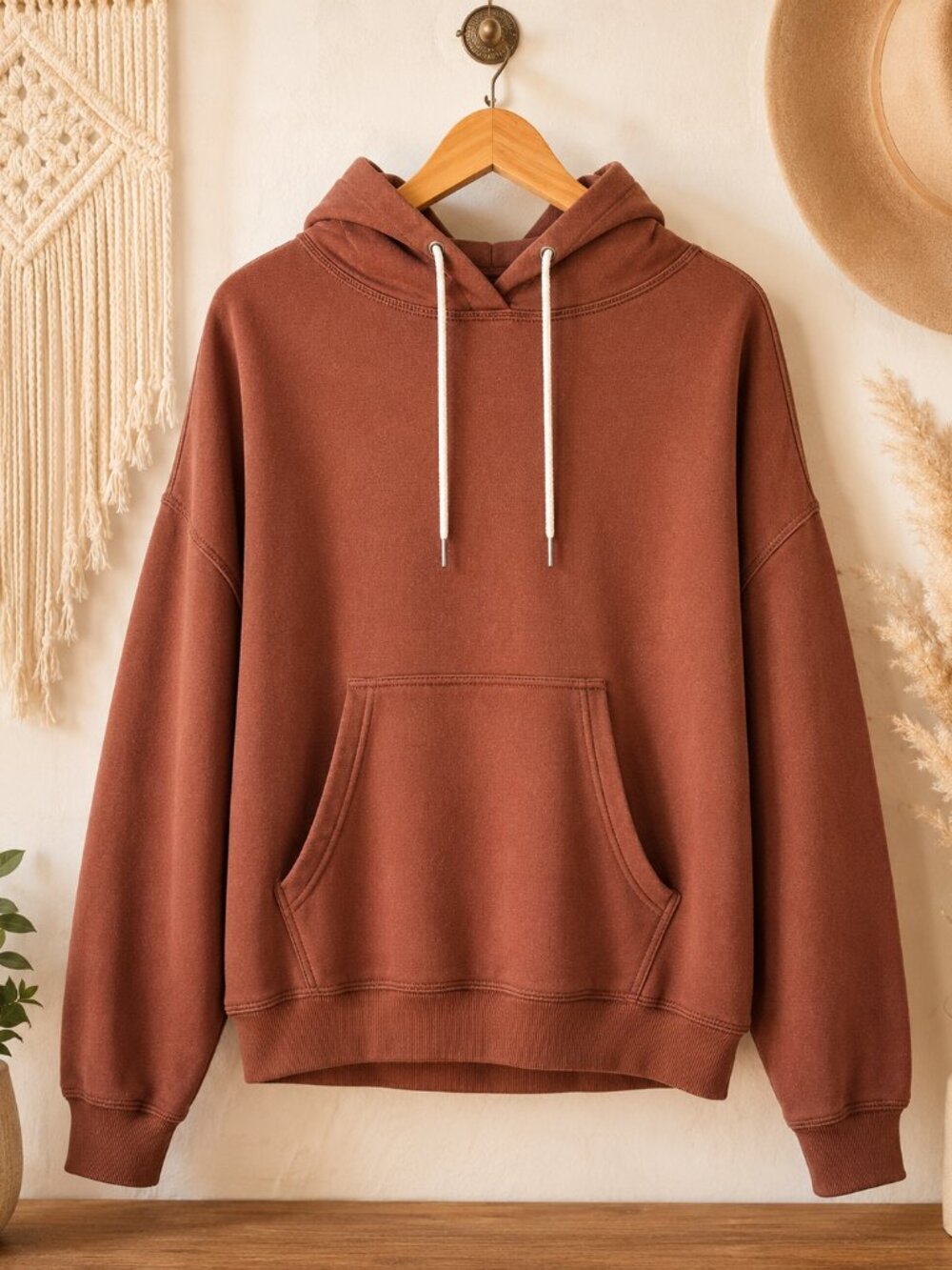 Free People Final Call Hoodie Brown Pullover Medium Oversized Fleece Lined